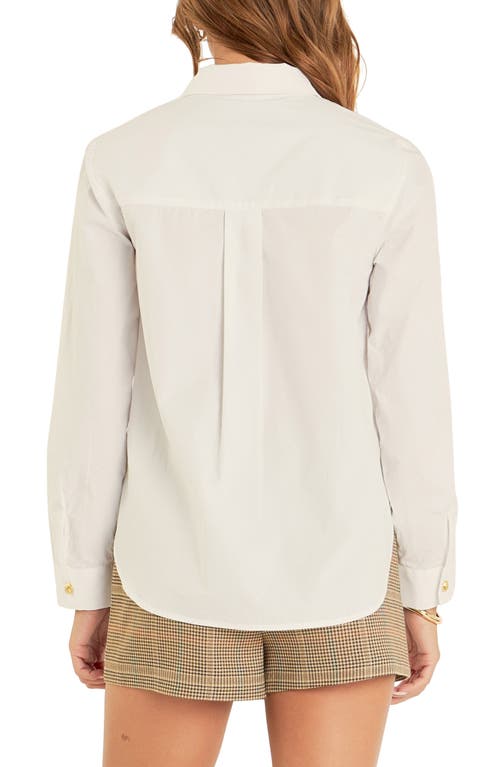 English Factory Bib Collar Cotton Shirt In White