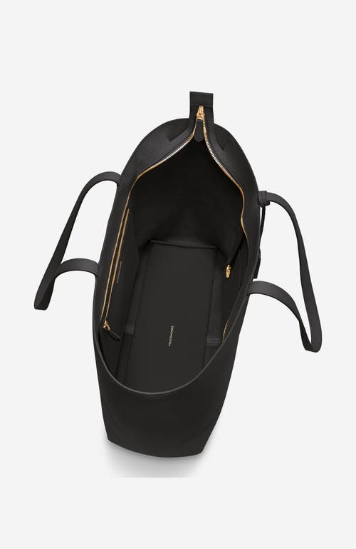 Maison De Sabre Maison De Sabré Large Leather Zipped Soft Tote In Black Caviar
