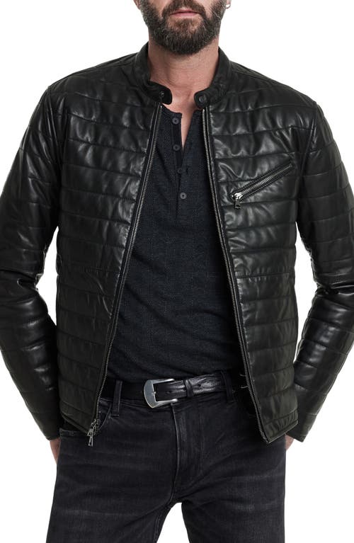 John Varvatos Kitt Quilted Leather Racer Jacket in Black 