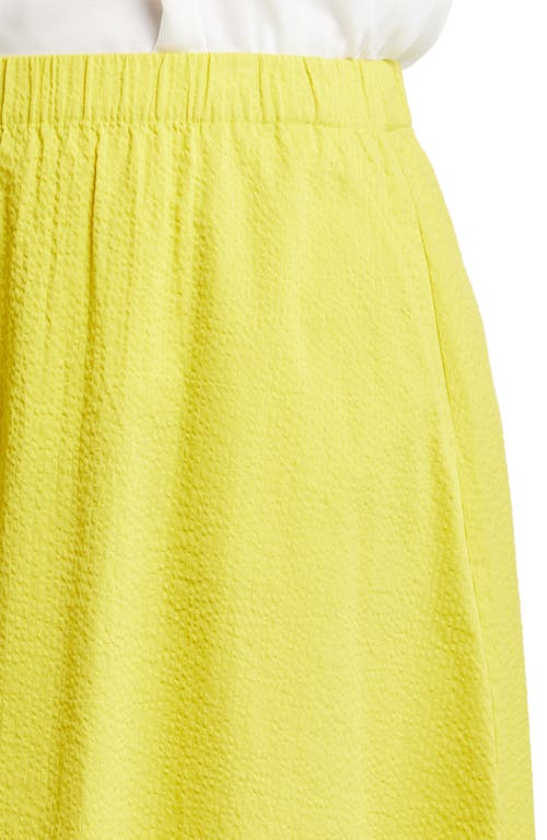 Eileen Fisher Petite Gathered Puckered Cotton Skirt In Sunbeam