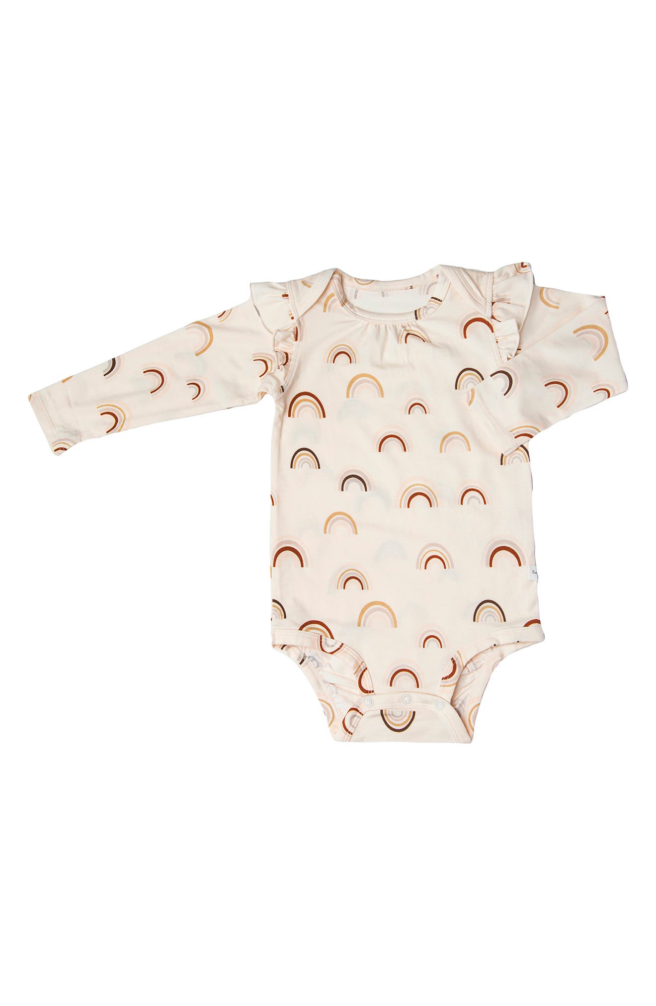 Piccalilly Plain Cream Baby Bodysuit with Ruffles Organic Cotton Jersey Slub