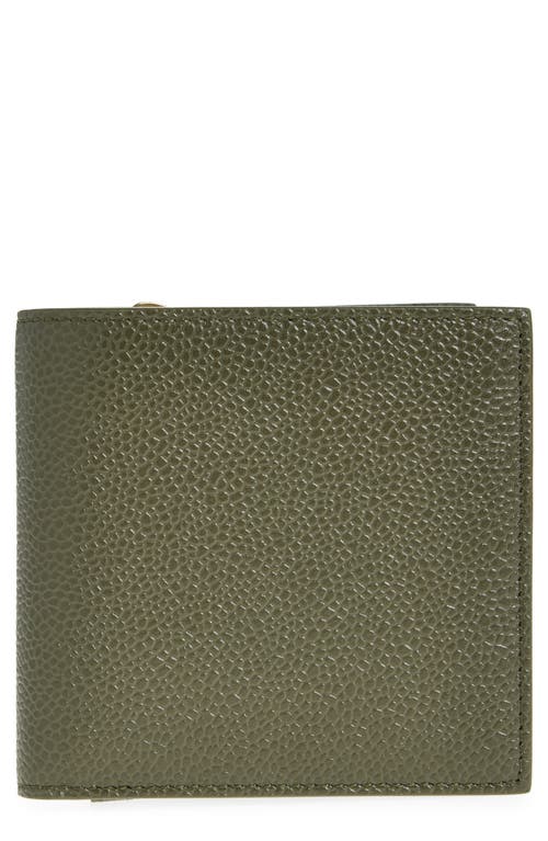 Thom Browne Bi-fold Leather Wallet In Dark Green