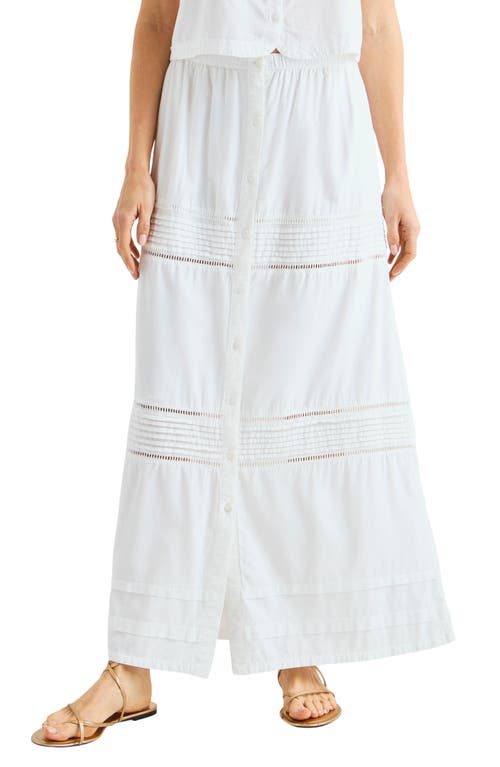 Splendid Callan Ladder Trim Button Front Midi Skirt in White at Nordstrom, Size Large