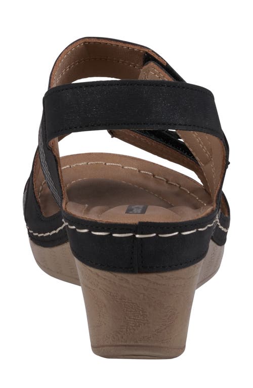 Good Choice New York Tulip Ankle Strap Platform Wedge Sandal In Black