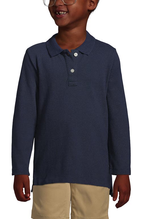 Shop Lands' End School Uniform Girls Long Sleeve Feminine Fit Mesh Polo Shirt In Classic Navy