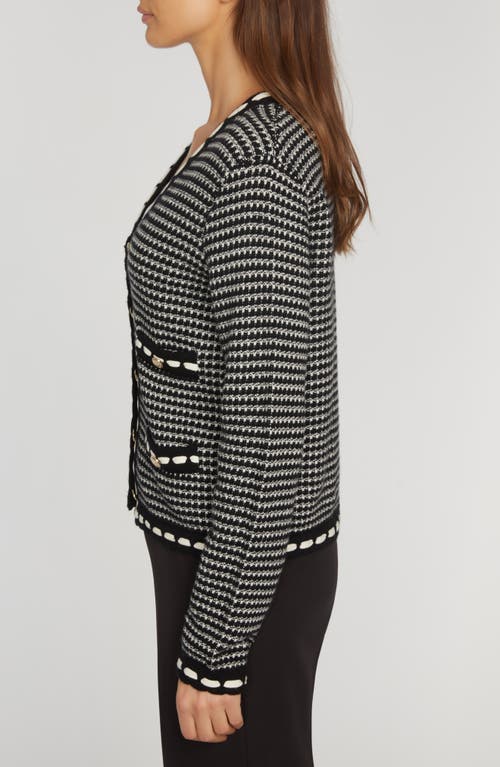 Shop Elie Tahari The Alta Wool & Cashmere Cardigan In Noir/sky White