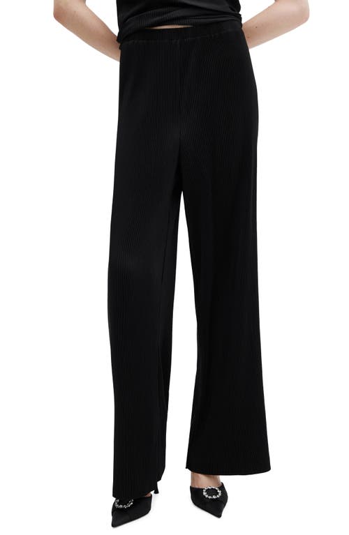 MANGO Pleated Wide Leg Pants Black at Nordstrom,