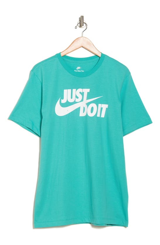 Nike Just Do It Swoosh Graphic T-shirt In 392 Washed Teal/ White