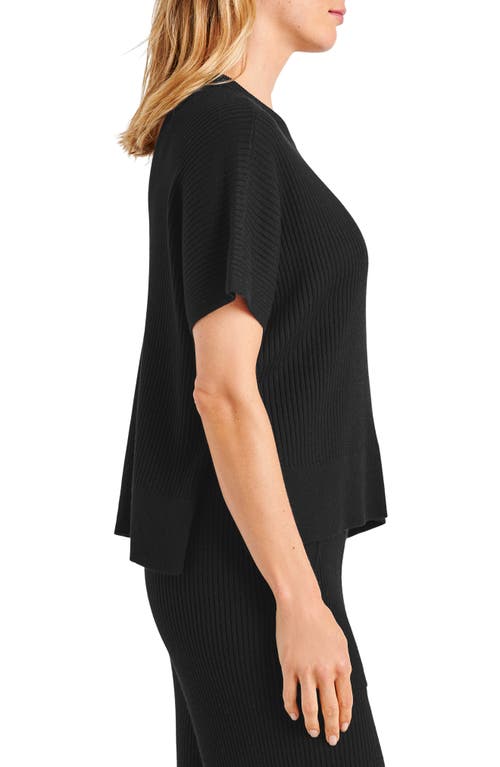 Shop Splendid Georgie Short Sleeve Rib Sweater In Black