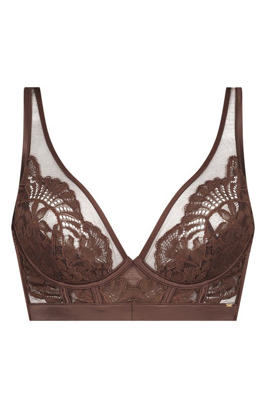 Shop Hunkemoller Hunkemöller Indigo Longline Underwire Bra In Chicory Coffee