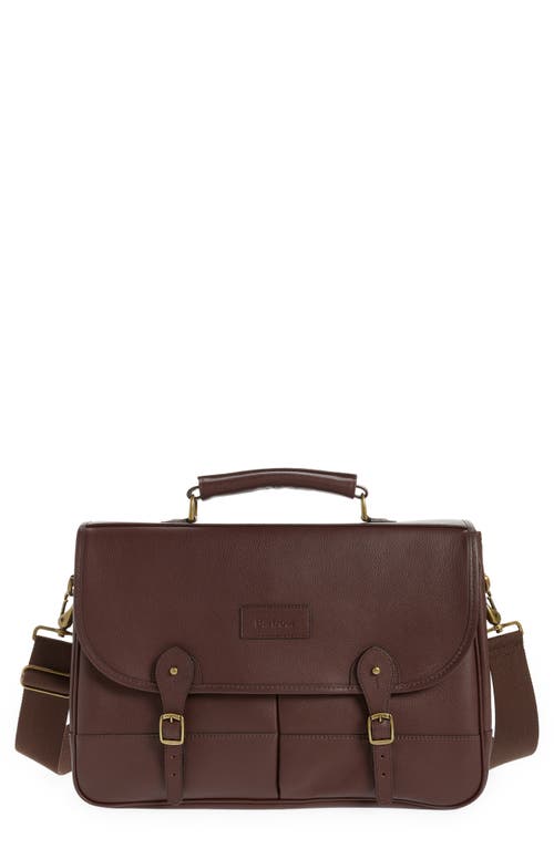 Barbour Leather Briefcase in Dark Brown