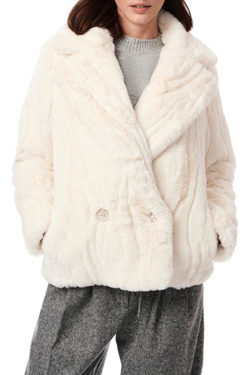 Faux Fur Double Breasted Coat