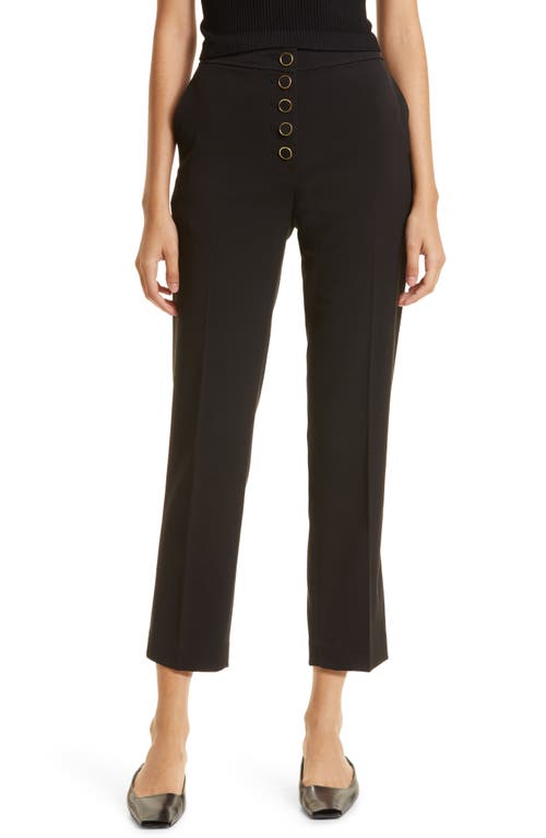 Club Monaco Button Fly Crop Trousers in Black