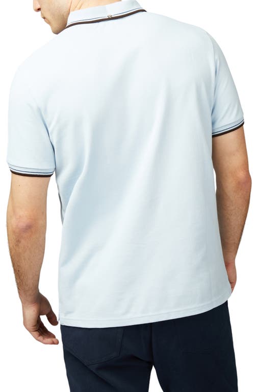 Shop Ben Sherman Signature Tipped Organic Cotton Piqué Polo In Sky