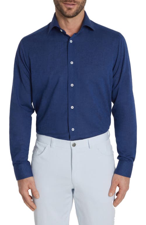 Jack Victor Clandeboye Contemporary Fit Solid Linen & Cotton Button-Up Shirt in Navy