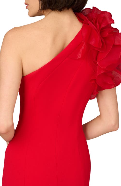 Shop Aidan Mattox By Adrianna Papell One-shoulder Trumpet Gown In Red