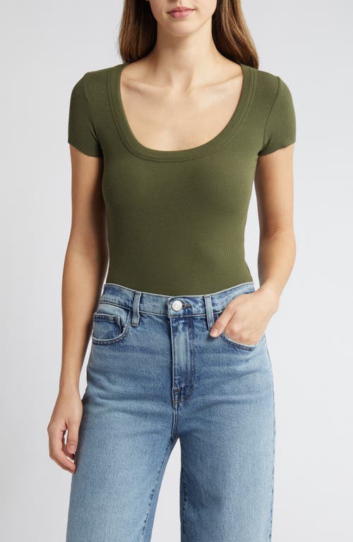 FRAME Scoop Neck Rib Baby Tee at Nordstrom,