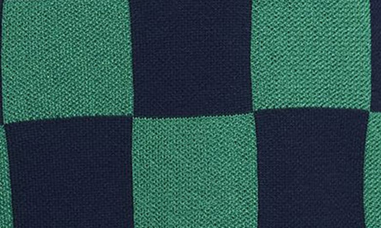 Shop Nike Club Checkers Jacquard Polo Sweater In Malachite/ Midnight Navy