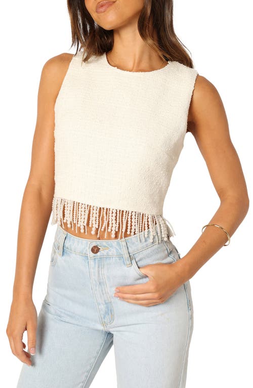 Petal And Pup Petal & Pup Milana Tweed Bead Fringe Sleeveless Top In White