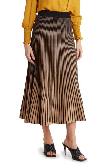 Nanette Lepore Ombré Sweater Knit Maxi Skirt In Very Black/camel