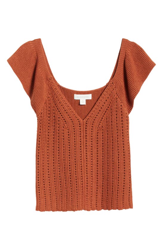 Shop Treasure & Bond Open Stitch Linen Blend Sweater In Rust Sequoia