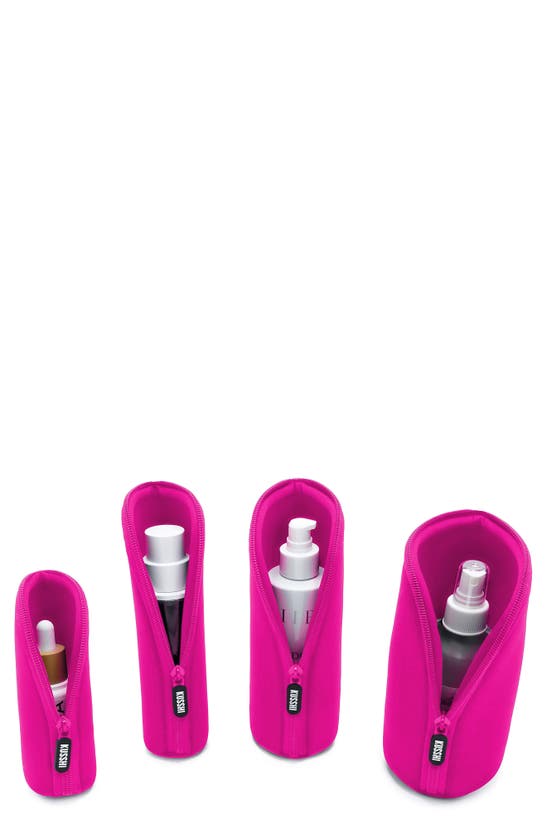Shop Kusshi Set Of 4 Travel Bottle Protectors In Pink