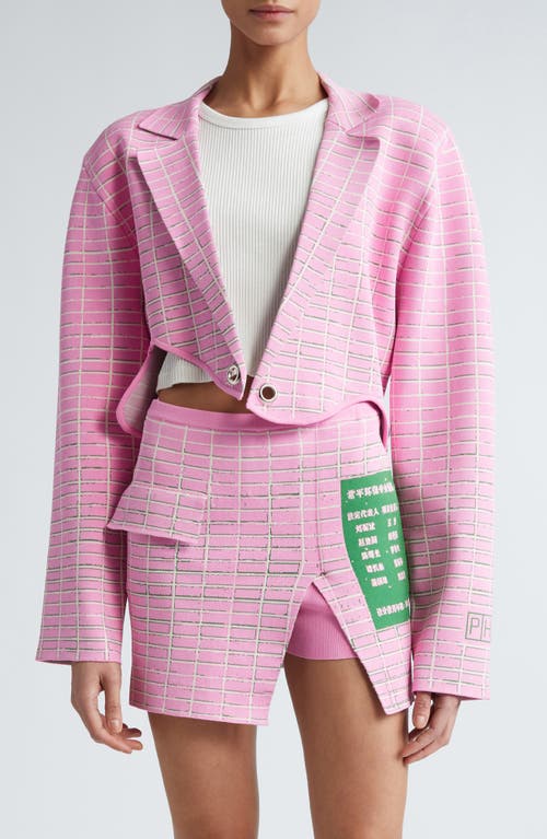 Orchid Plaid Print Crop Jacket in Rosy Glow