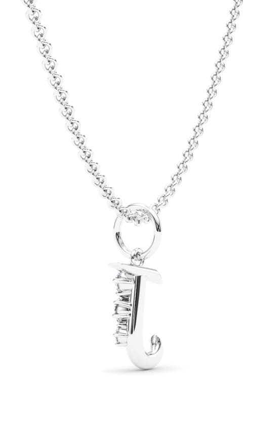 Hautecarat Graduated Lab-created Diamond Initial Letter Pendant Necklace In J - 18k White Gold