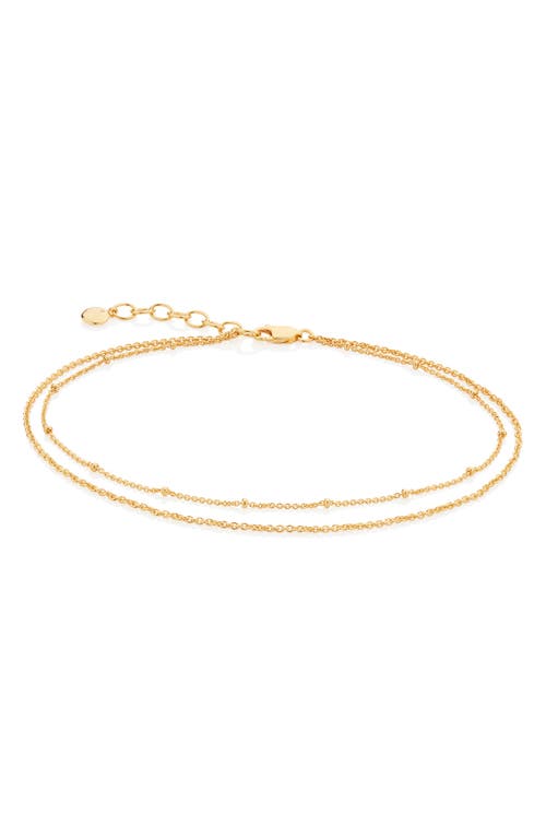 Monica Vinader Beaded Double Strand Anklet in Yellow Gold at Nordstrom