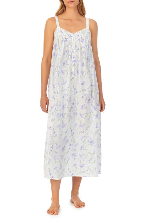 Eileen West Lace Trim Cotton Lawn Ballet Nightgown Lilac Flora at Nordstrom,