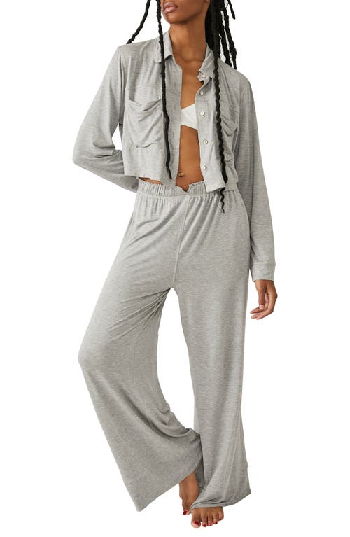Free People Essential Knit Pajamas in Grey Heather