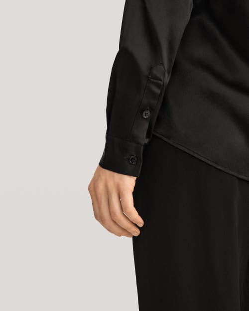 Shop Lilysilk Basic Concealed Placket Silk Shirt In Black