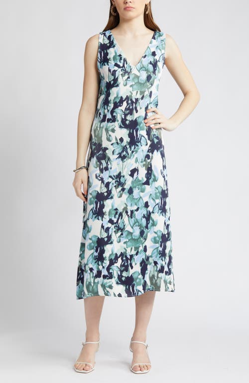 Nordstrom V-Neck Sleeveless Satin Midi Dress at Nordstrom,