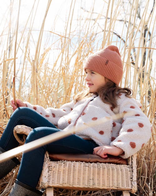 DEUX PAR DEUX DEUX PAR DEUX GIRL'S REVERSIBLE SOFT FLEECE JACKET PINKY BROWN WITH DOTS