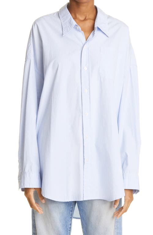 R13 Oversized Striped Cotton Oxford Shirt In Blue/white