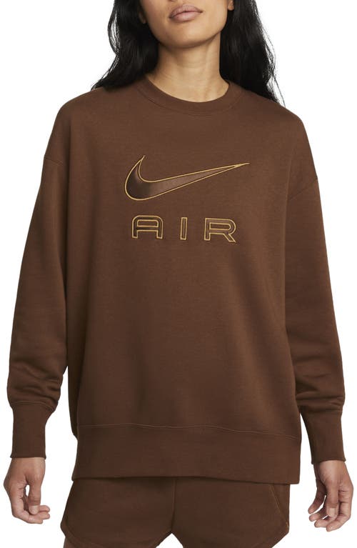 Nike Sportswear Air Fleece Crewneck Sweatshirt In Cocao Wow/ale Brown