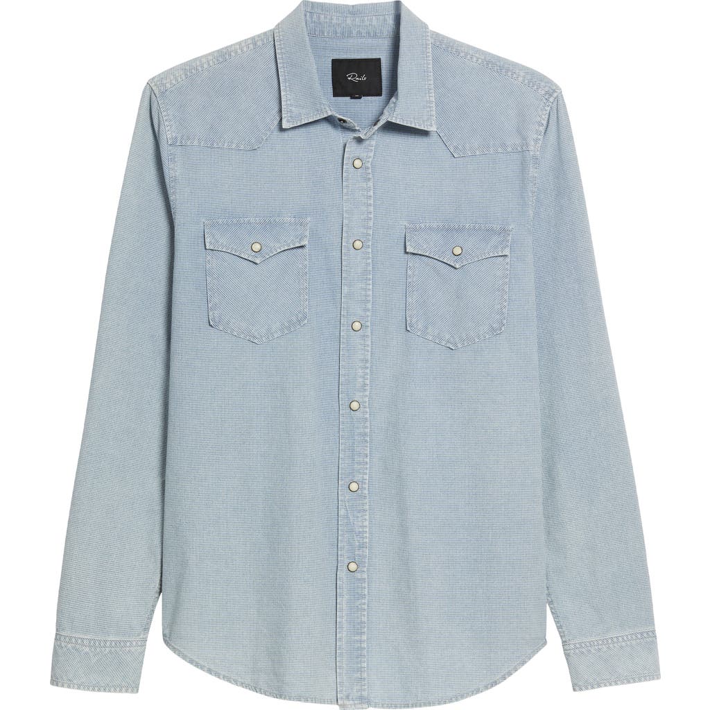 Rails Roy Relaxed Fit Plaid Stretch Cotton Snap-up Shirt In Sunfaded Indigo