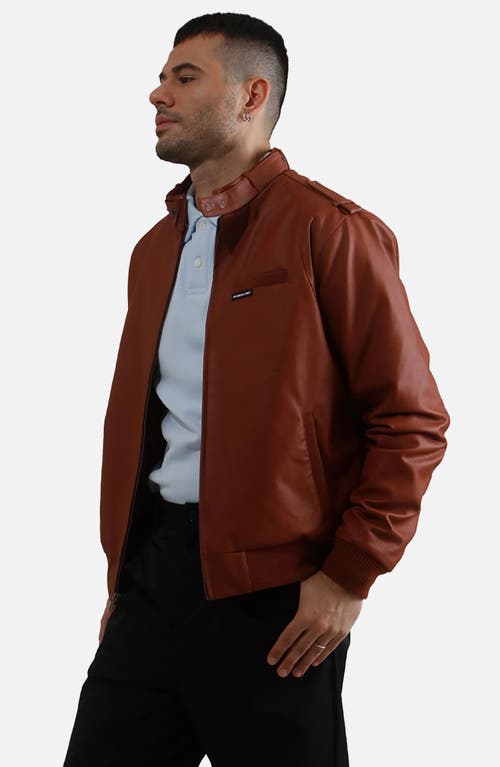 Shop Members Only Faux Leather Iconic Racer Jacket In Cognac