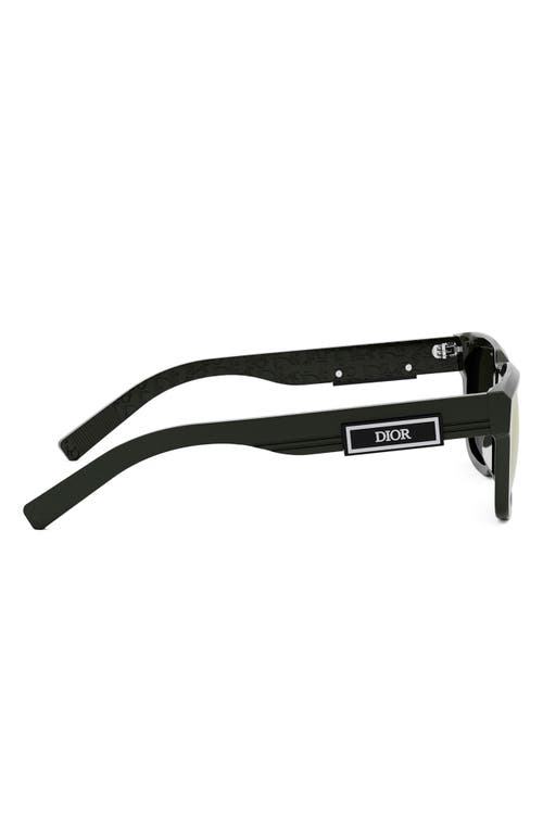 Dior B23 S1i 53mm Rectangular Sunglasses In Dark Green/green Mirror