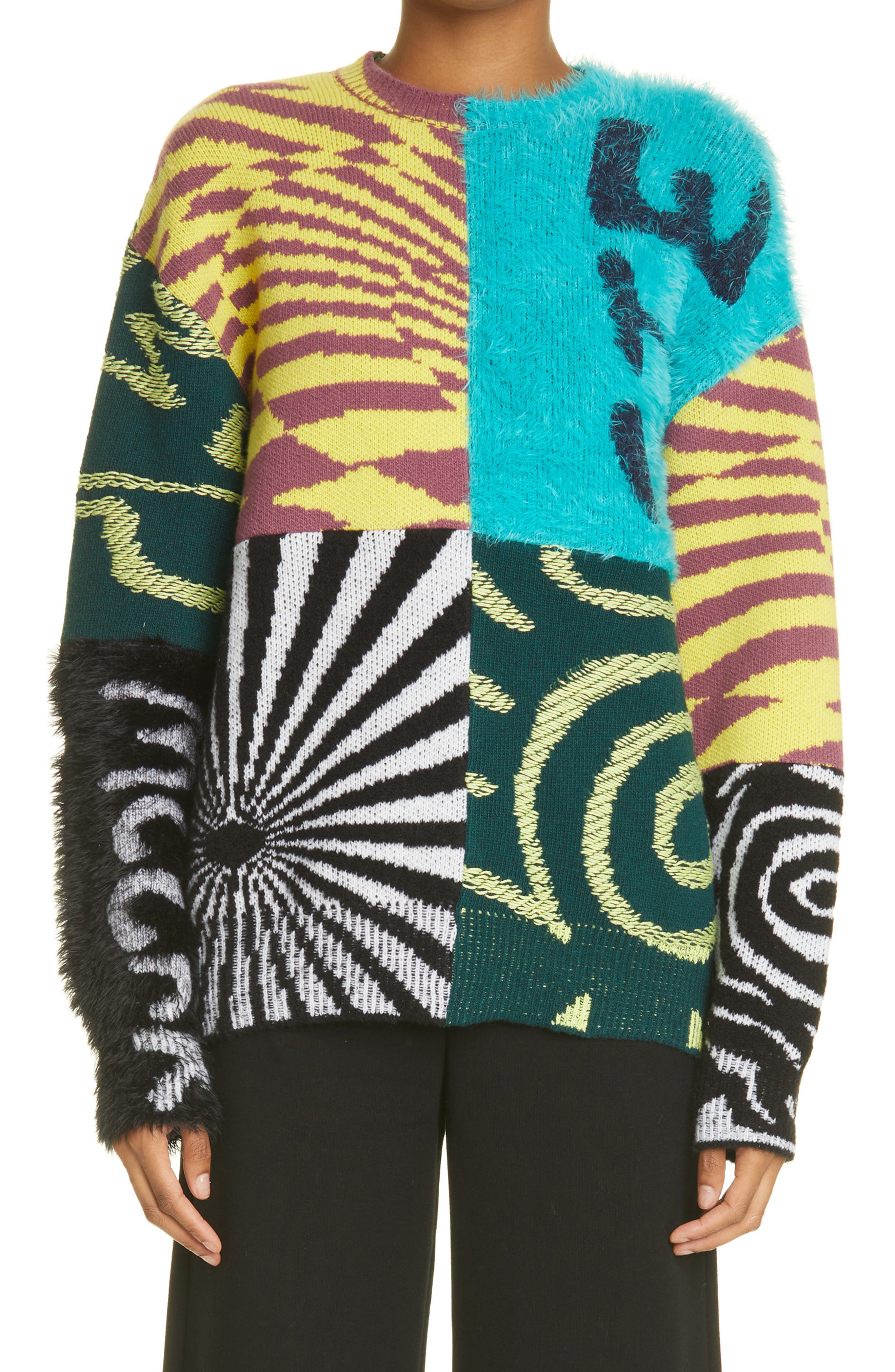Stella McCartney x Ed Curtis Unisex Shared 3 Patchwork Wool Sweater in Multicolor at Nordstrom