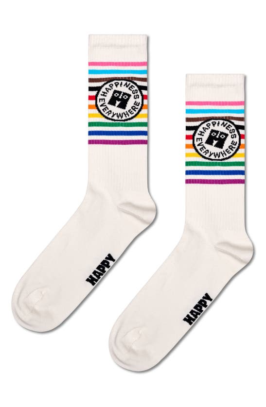 Happy Socks Pride Assorted 3-pack Crew Socks In White Multi