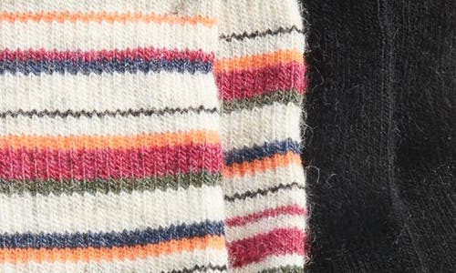 Shop Hue 2-pack Wool Blend Mini Crew Socks In Multi Stripe Pack