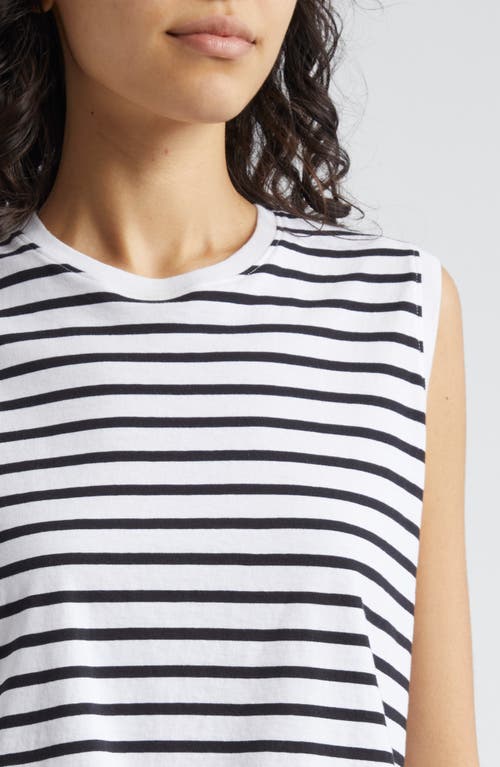 Shop Atm Anthony Thomas Melillo Classic Jersey Stripe Crop Cotton Tank Top In White/black