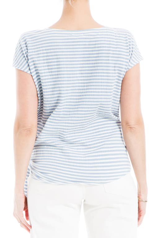 Shop Max Studio Stripe Crinkle Side Tie T-shirt In White/chambray Even Stripe