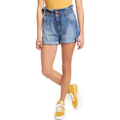Sts Blue Hayley Paperbag Waist Denim Shorts, Blue