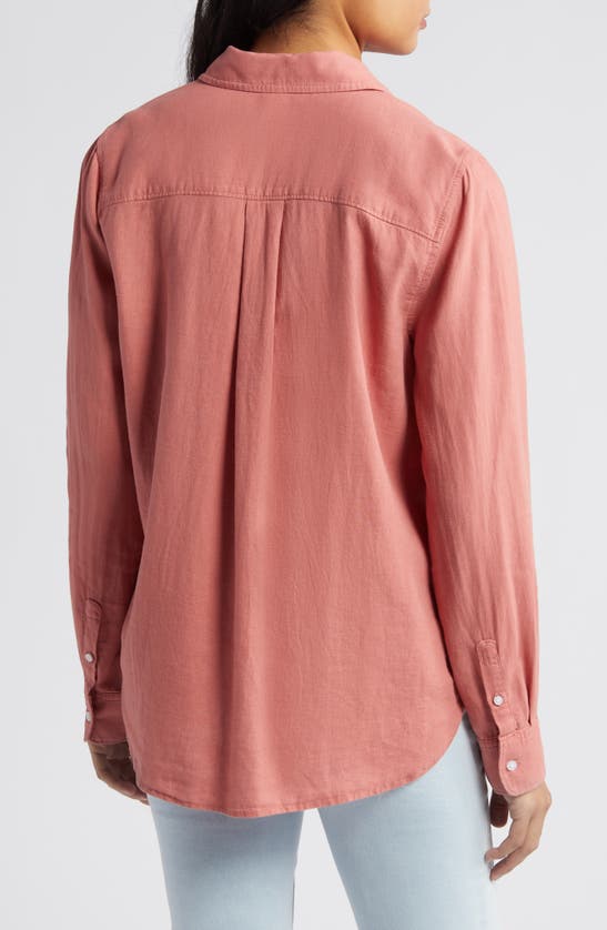 Shop Caslon Linen Blend Button-up Shirt In Pink Canyon