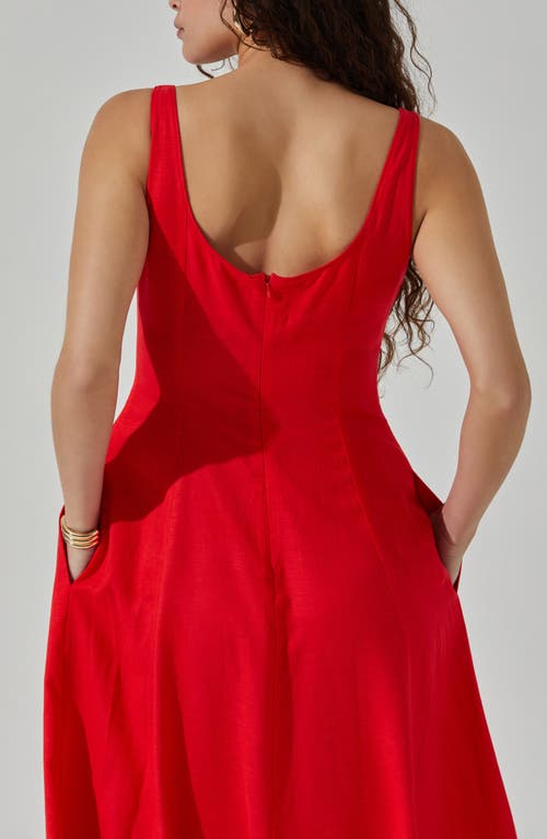 Astr The Label Square Neck Midi Dress In Red