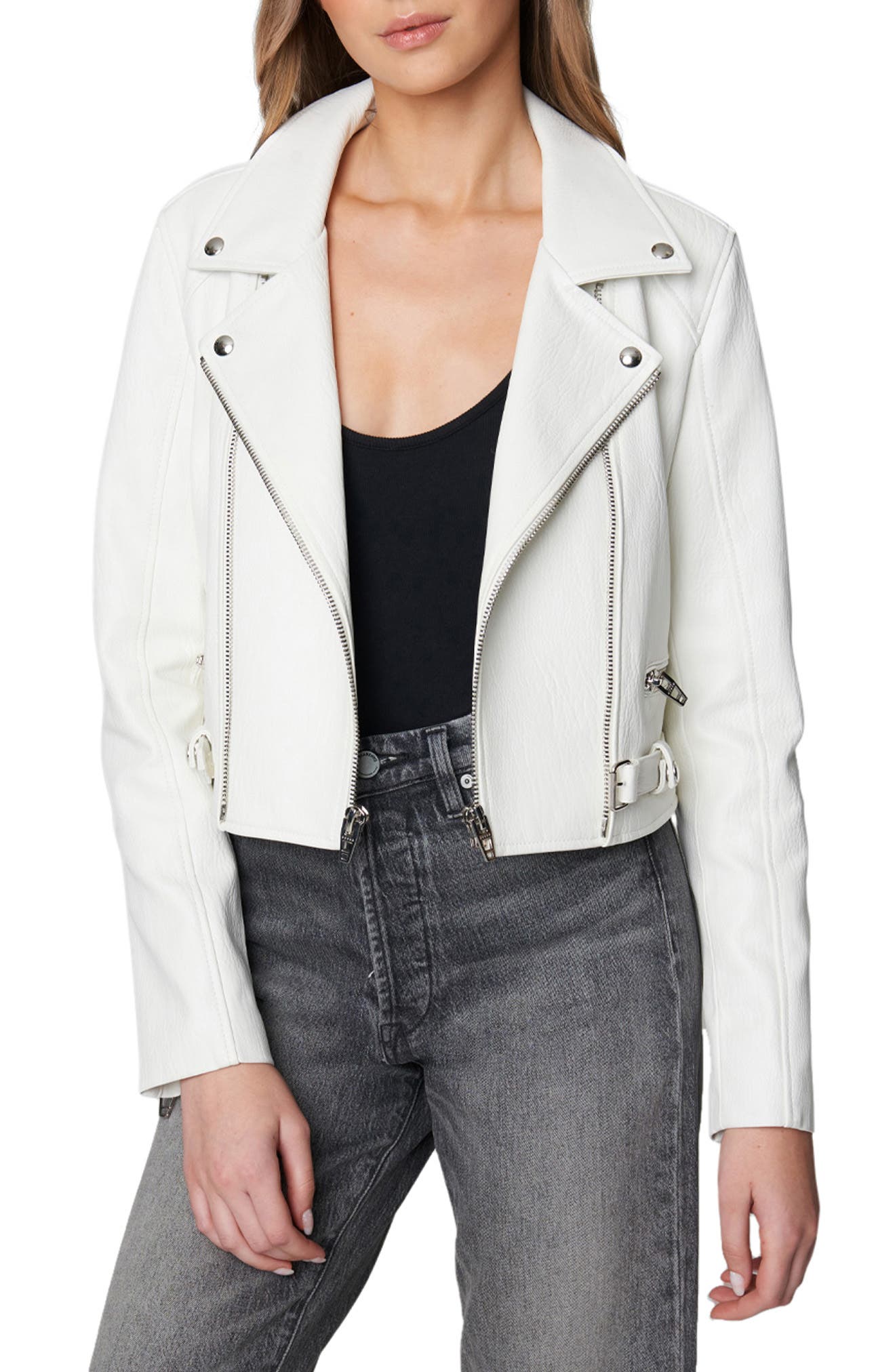 white faux leather jacket