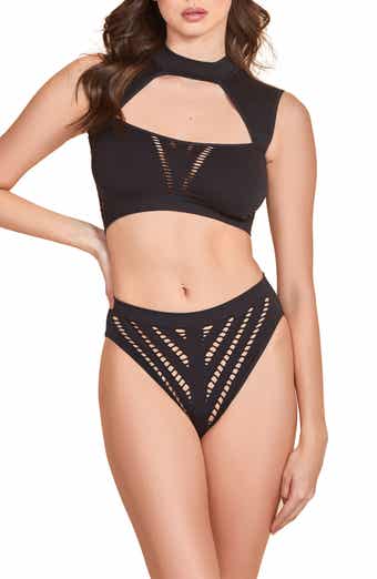 Yandy Womens Low Rise See Through Mesh Hipster Panty Front Cut Outs Black  Small at  Women's Clothing store
