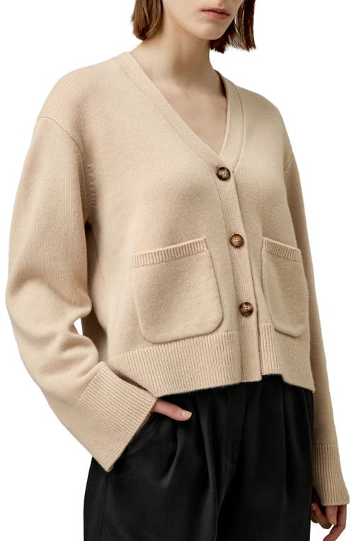 Shop Lilysilk Cropped Wool-cashmere Blend Cardigan Sweater For Women In Beige